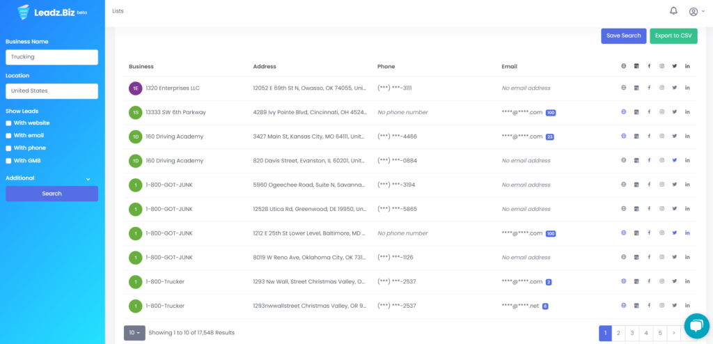 Trucking Companies Dashboard